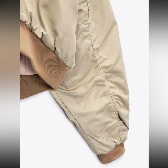 Zara Women's satin Champagne Bomber Jacket - Picture 10 of 11
